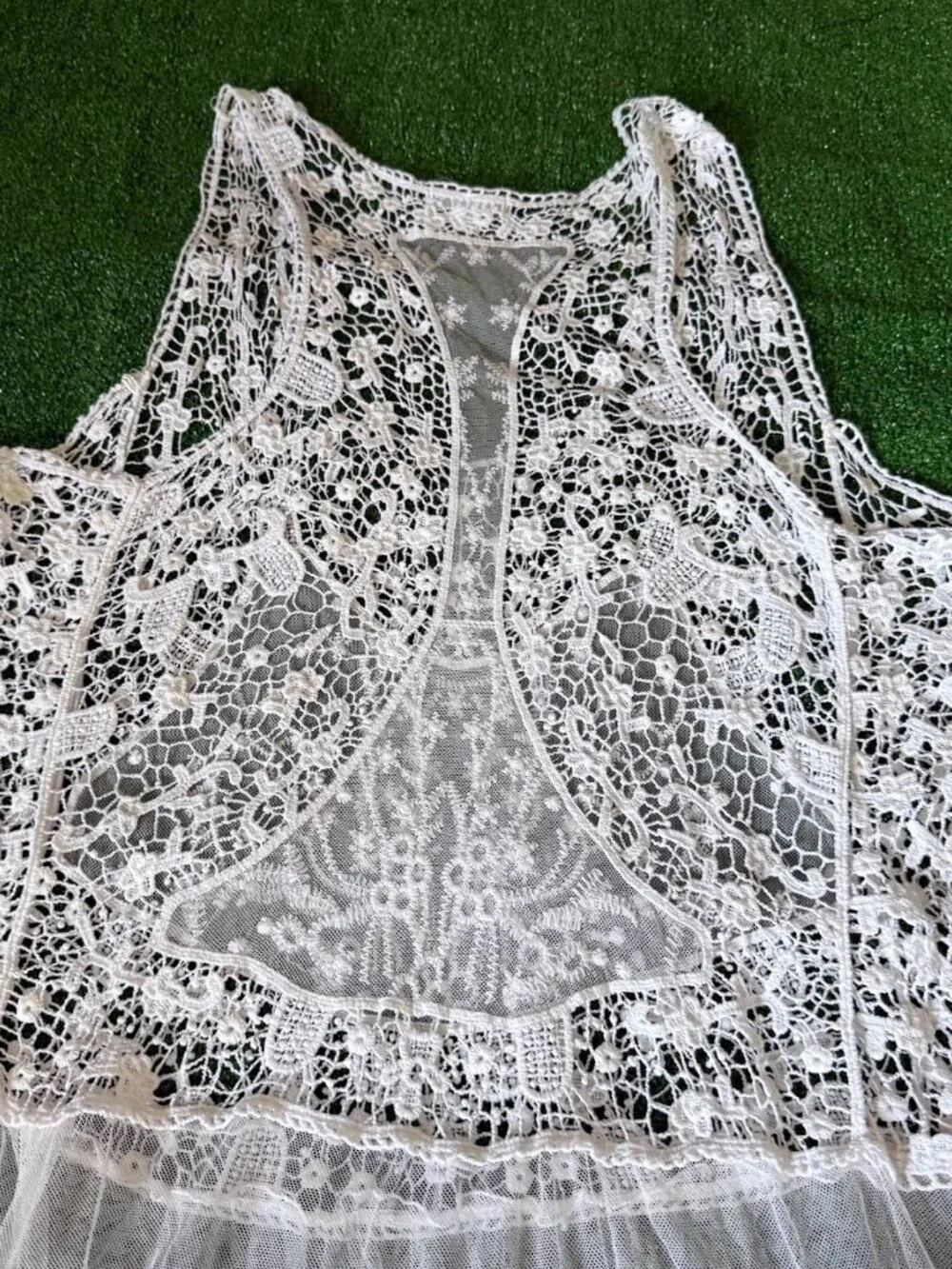 Roommates Boho Ivory Crochet Lace Sheer Tank Top Festival Cover Up Plus Size 3X - Picture 12 of 14